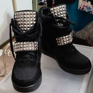 Black Studded High-Top Sneakers